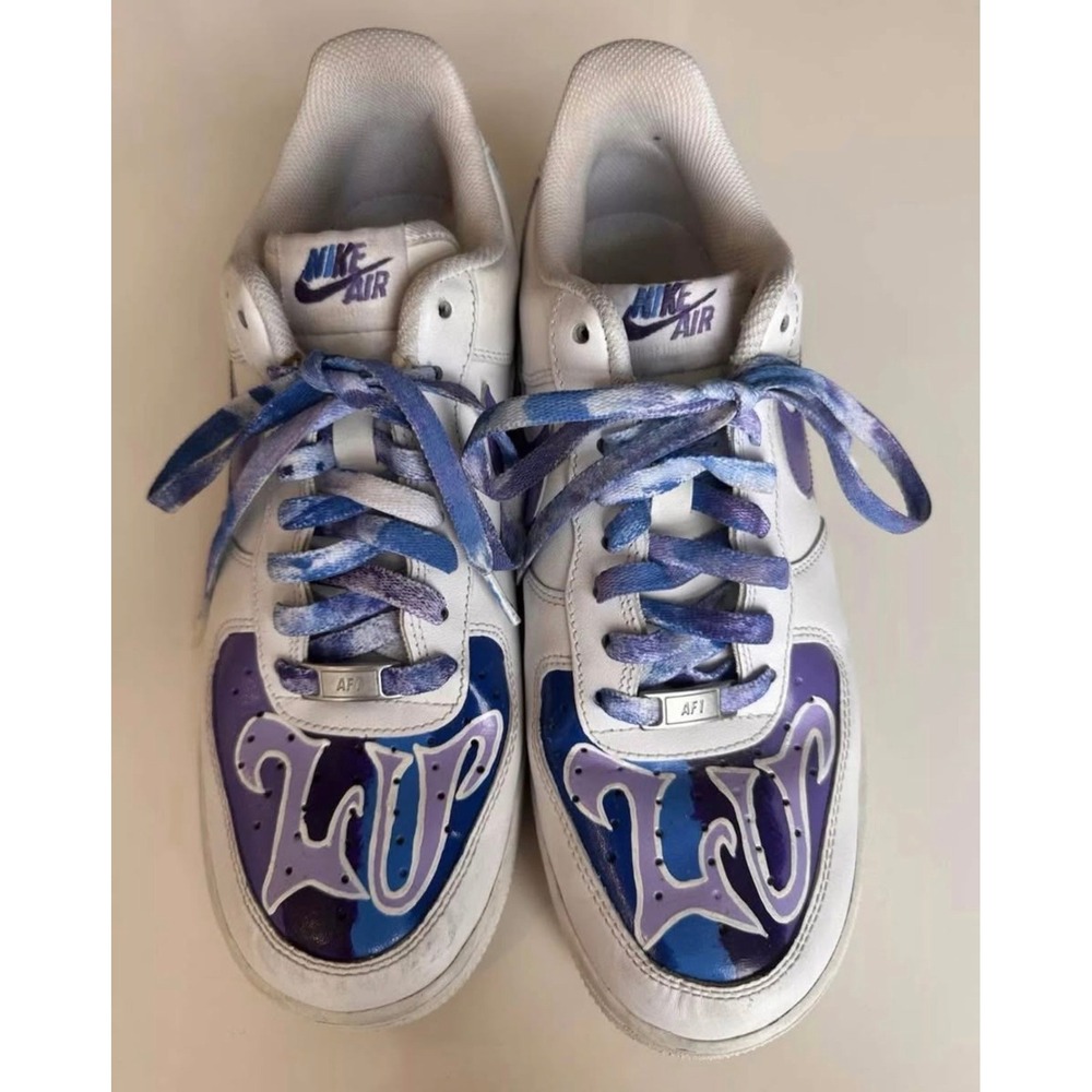 Nike Air Force 1 Low Custom Drip Purple Blue White 315122-111 Mens 9.5